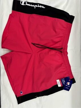 Champion Bright Pink Athletic Shorts with Black Waistband